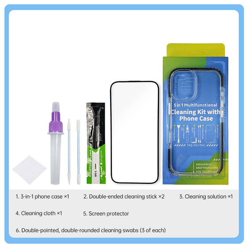 Transparent Phone Case for Apple iPhone 16 Pro, Multi-Functional Cleaning and Dust Removal Kit for Screen and Lens.