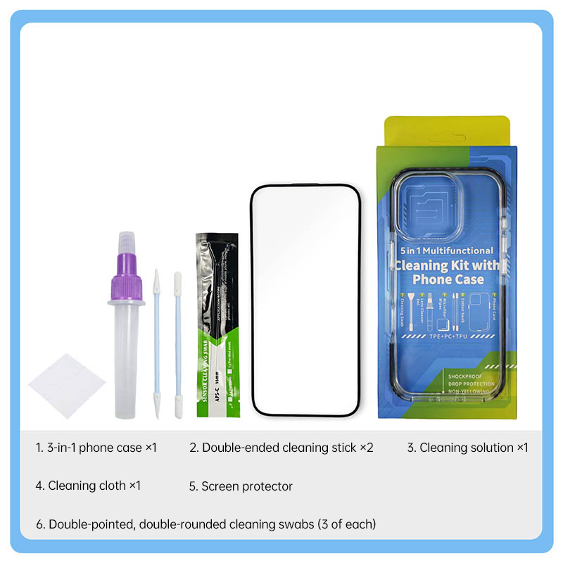 Transparent Phone Case for Apple iPhone 16 Pro, Multi-Functional Cleaning and Dust Removal Kit for Screen and Lens.