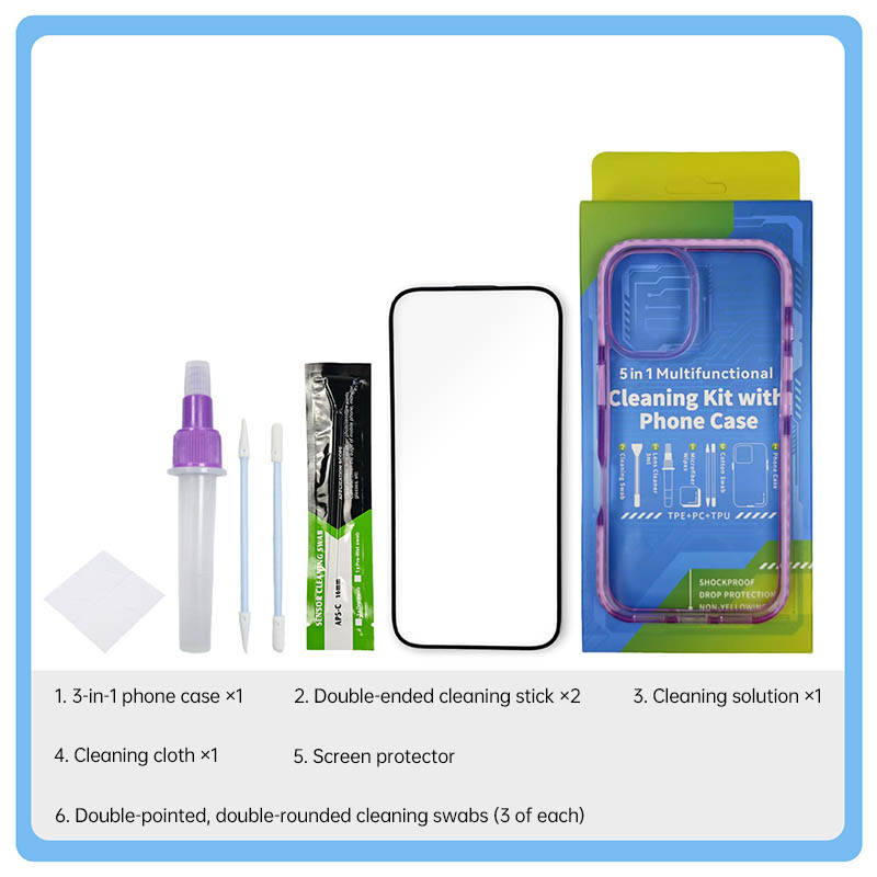 Transparent Phone Case for Apple iPhone 16 Pro, Multi-Functional Cleaning and Dust Removal Kit for Screen and Lens.