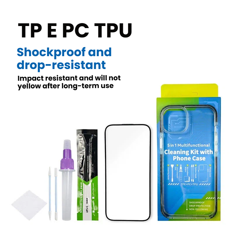 Transparent Phone Case for Apple iPhone 16 Pro, Multi-Functional Cleaning and Dust Removal Kit for Screen and Lens.