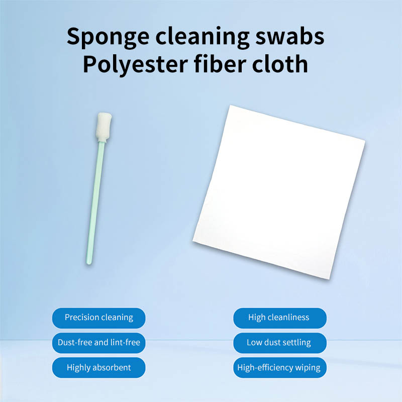 Single-Headed Sponge PP Handle Wiping Stick Sponge Dust-Free Cleaning Cotton Swab Polyester Fiber Wiping Cloth Set